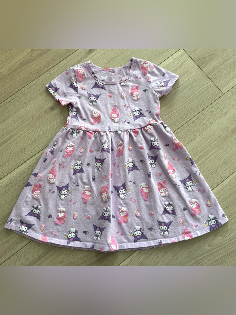 Kuromi SANRIO & My MELODY Dress with Pink & Purple Character Print Size 5T